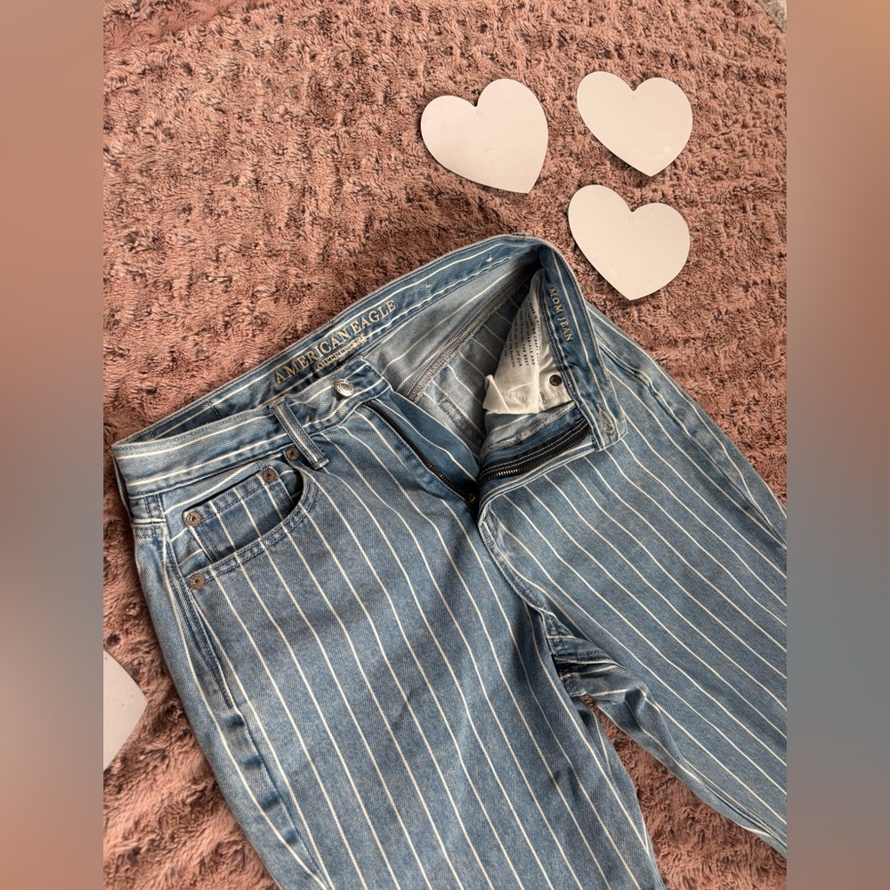 American Eagle Outfitters Light Blue Striped High Rise Jeans